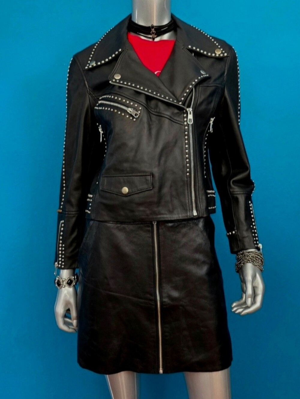 🆕️🌃 URBANCODE Black Studded Leather Jacket / Biker Jacket // (NWOT)